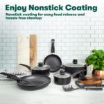BELLA Cookware Set, 12 Piece Pots and Pans with Utensils
