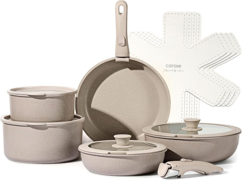 CAROTE 15pcs Pots and Pans Set, Nonstick Cookware Set