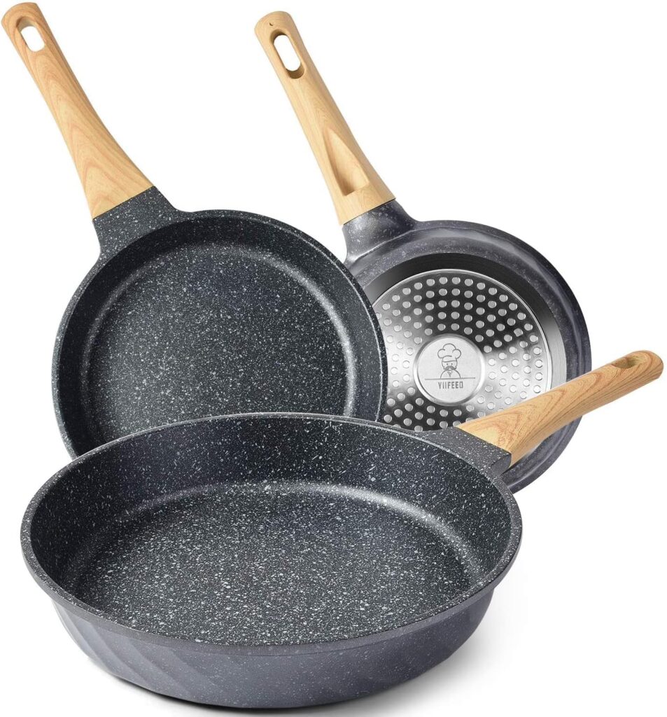 YIIFEEO Frying Pans Nonstick, Induction Frying Pan Set