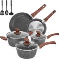 M MELENTA Granite Pots and Pans Set Ultra Nonstick