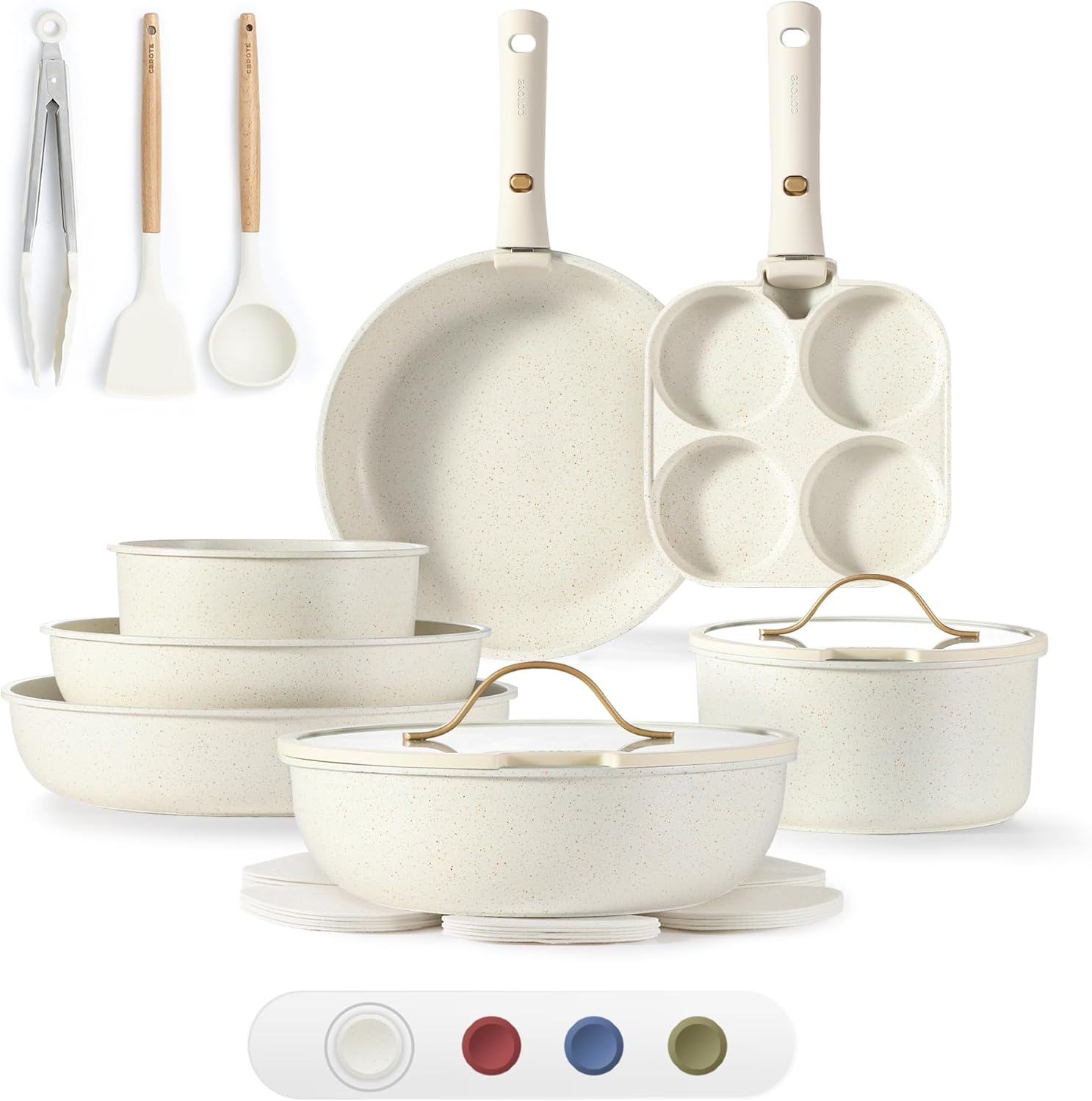 CAROTE 19pcs Pots and Pans Set, Nonstick Cookware Set