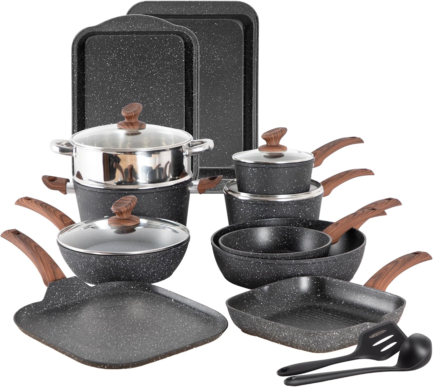 DishDelight 17-Piece Nonstick Pots & Pans Set