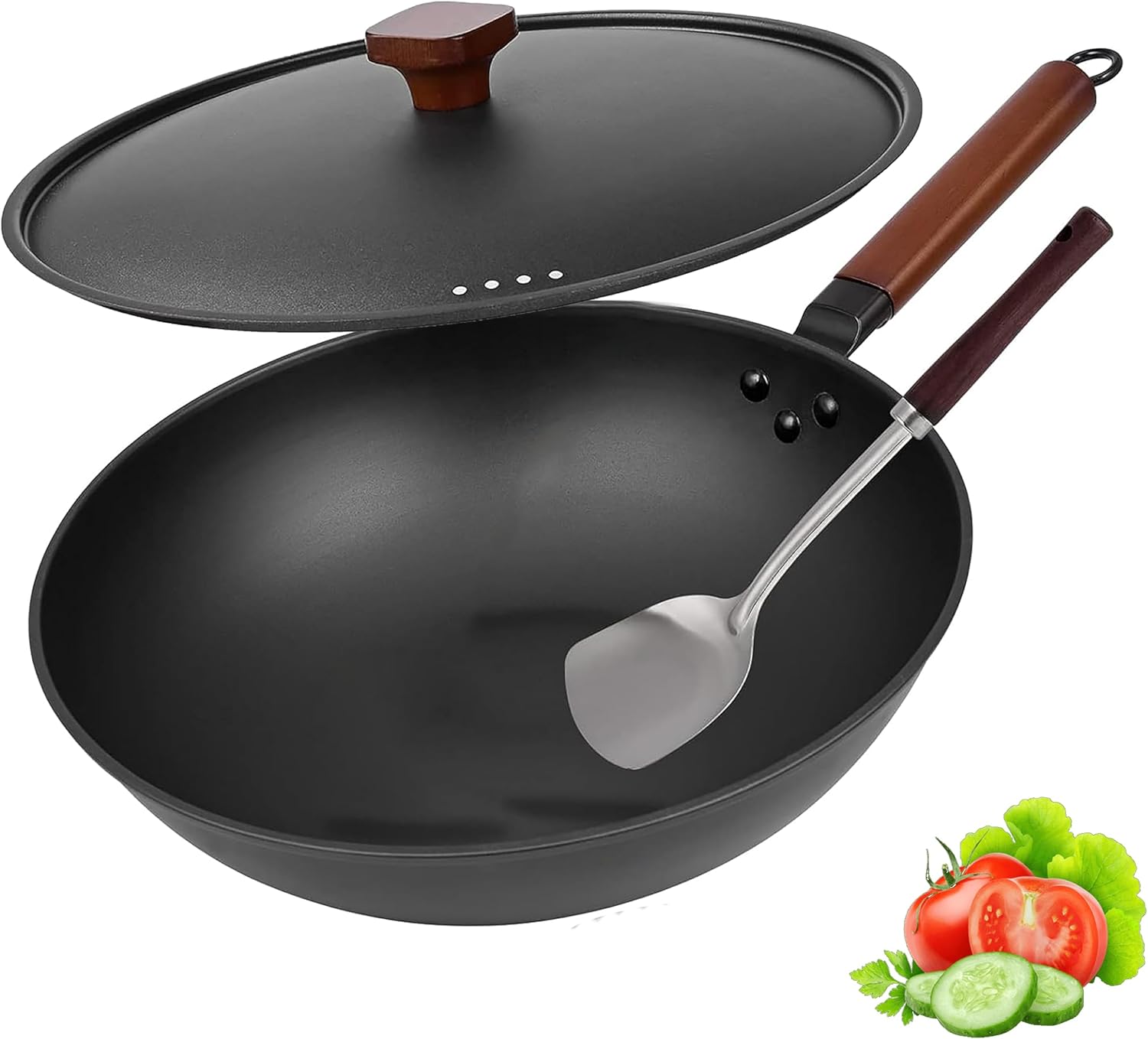 Carbon Steel Wok Pan With Lid