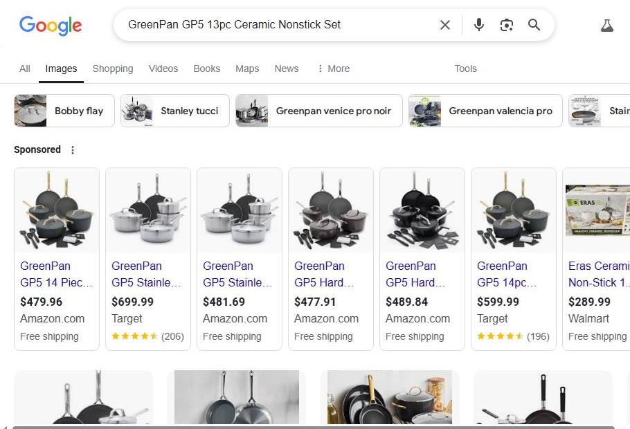 Google Shopping Search Results for GreenPan GP5 Cookware Sets