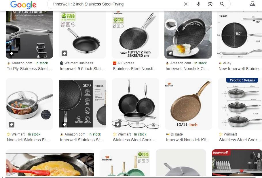 Innerwell Stainless Steel Frying Pans: Various Options Available