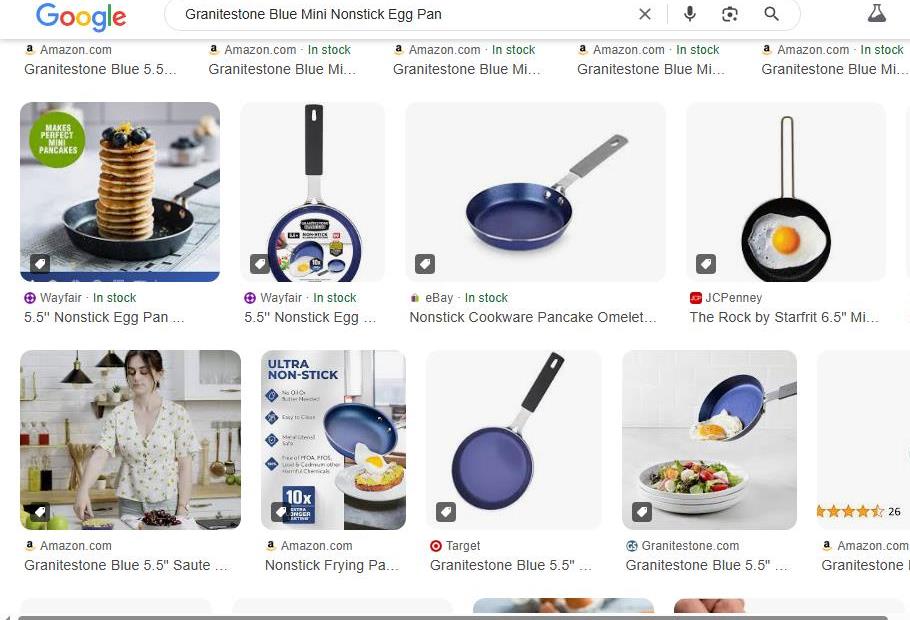 Granitestone Mini Nonstick Pans Shown in Online Listings
