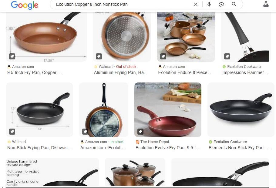 Google Search Results for Ecolution Nonstick Pans