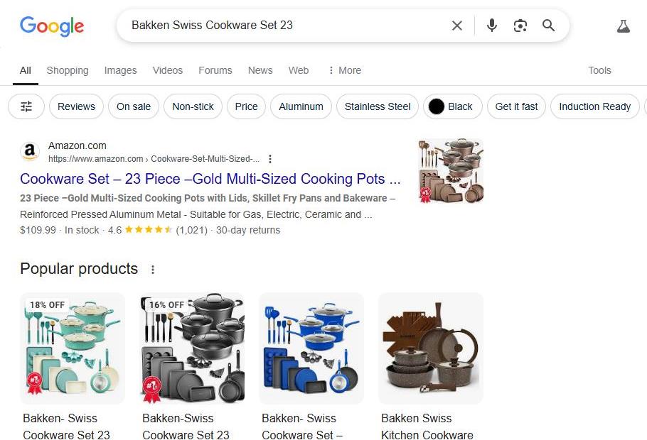 Google Search Results for Bakken Swiss Cookware Set