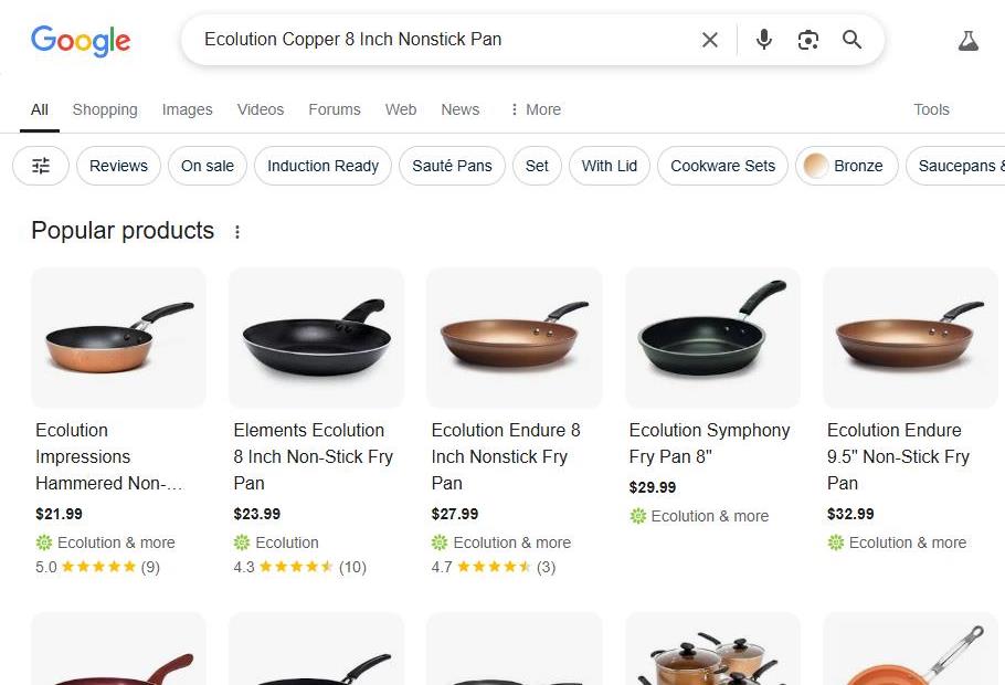 Google Search Results for