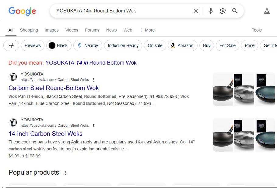 Google Search Results for YOSUKATA 14in Round Bottom Wok