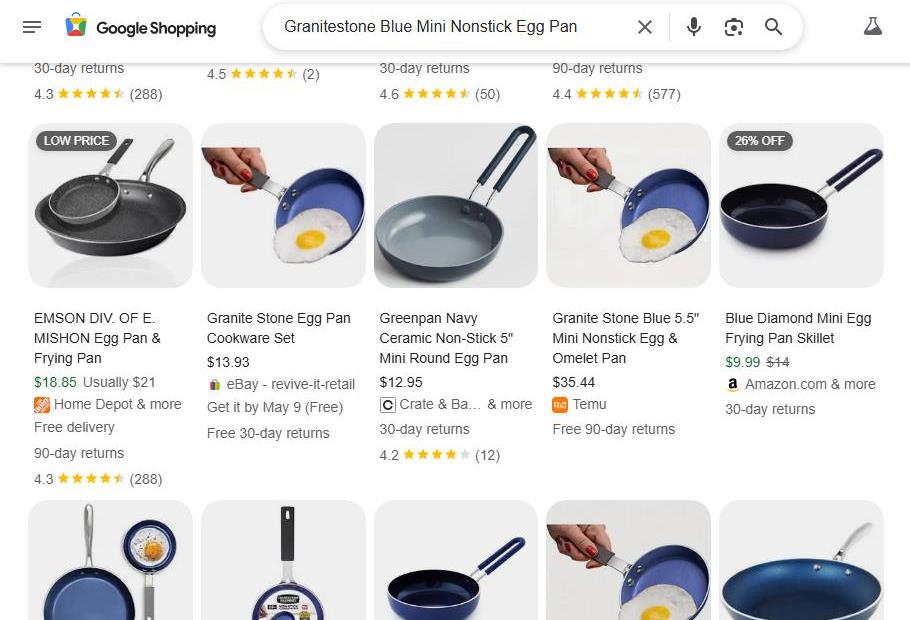 Granitestone Blue Mini Nonstick Egg Pan Options