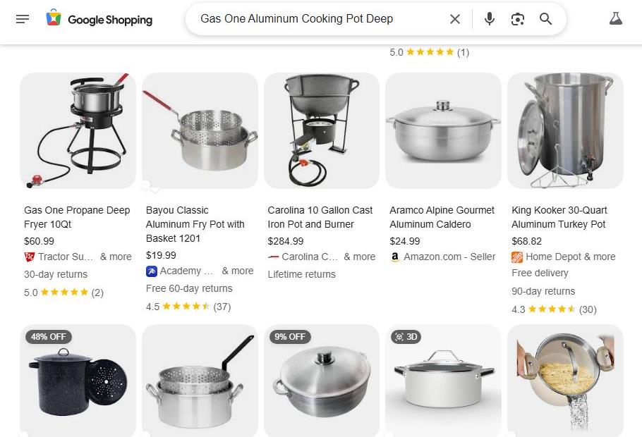 Deep Aluminum Cooking Pots and Fryer Baskets for Gas One