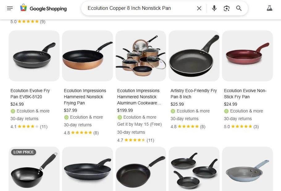 Google Shopping Results for Ecolution Cookware