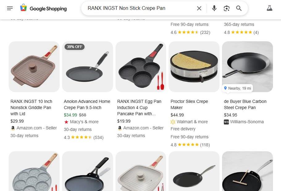 Google Shopping Results for RANX INGST Crepe Pan