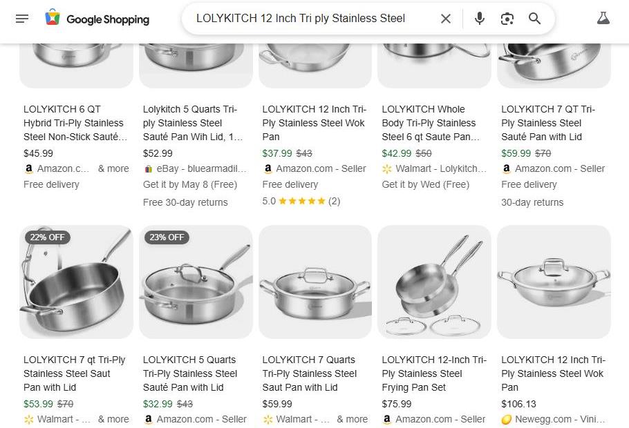 LOLYKITCH Stainless Steel Pans for Cooking