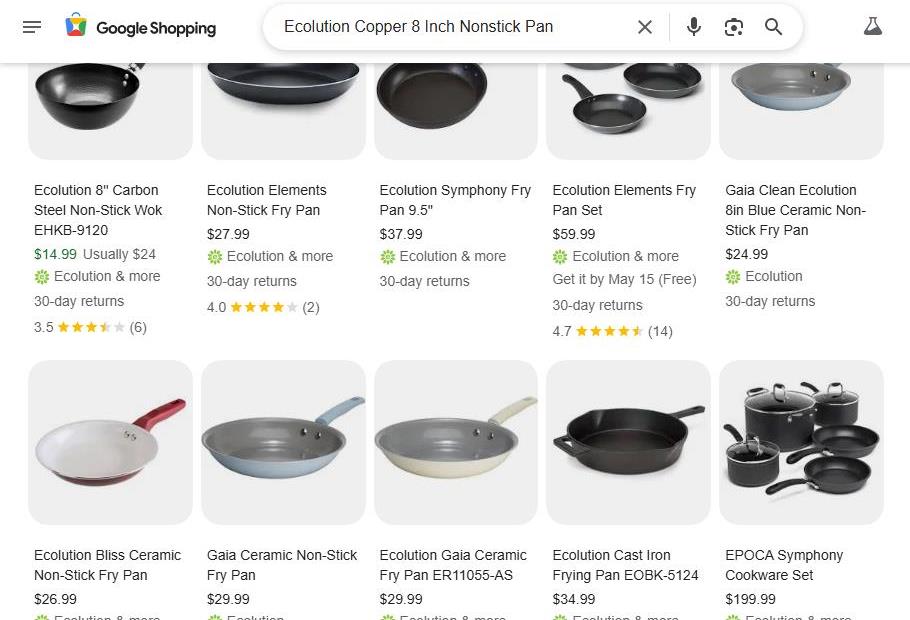 Google Shopping Results for Non-Stick Pans