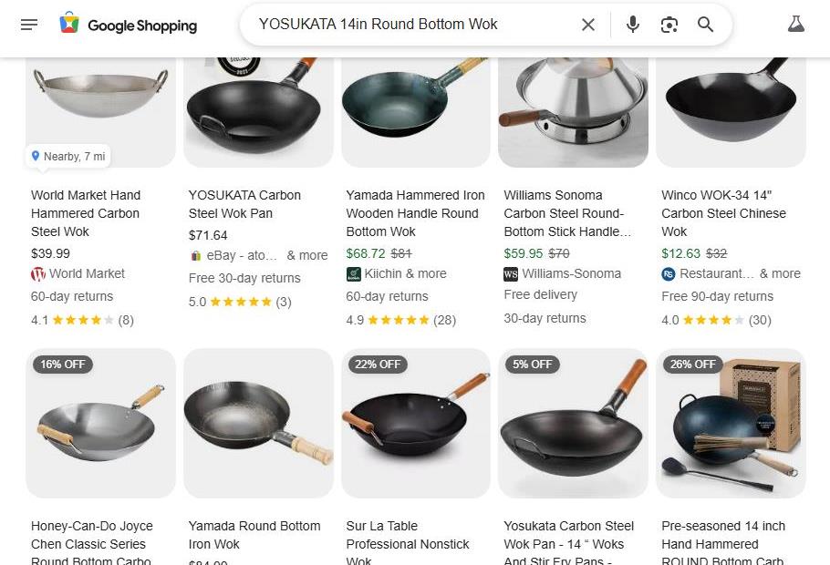 Google Shopping Results for Yosukata Woks