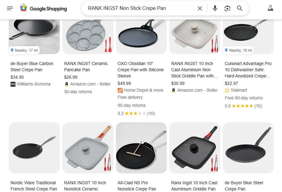 Google Shopping Results for RANX INGST Crepe Pans