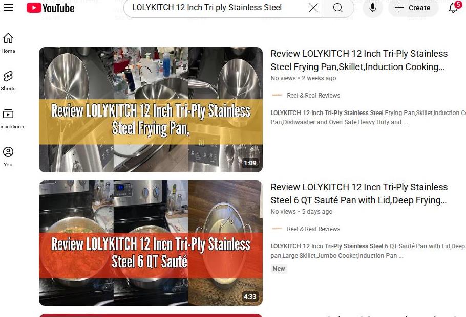 Lolykitch Stainless Steel Cookware Reviews on YouTube